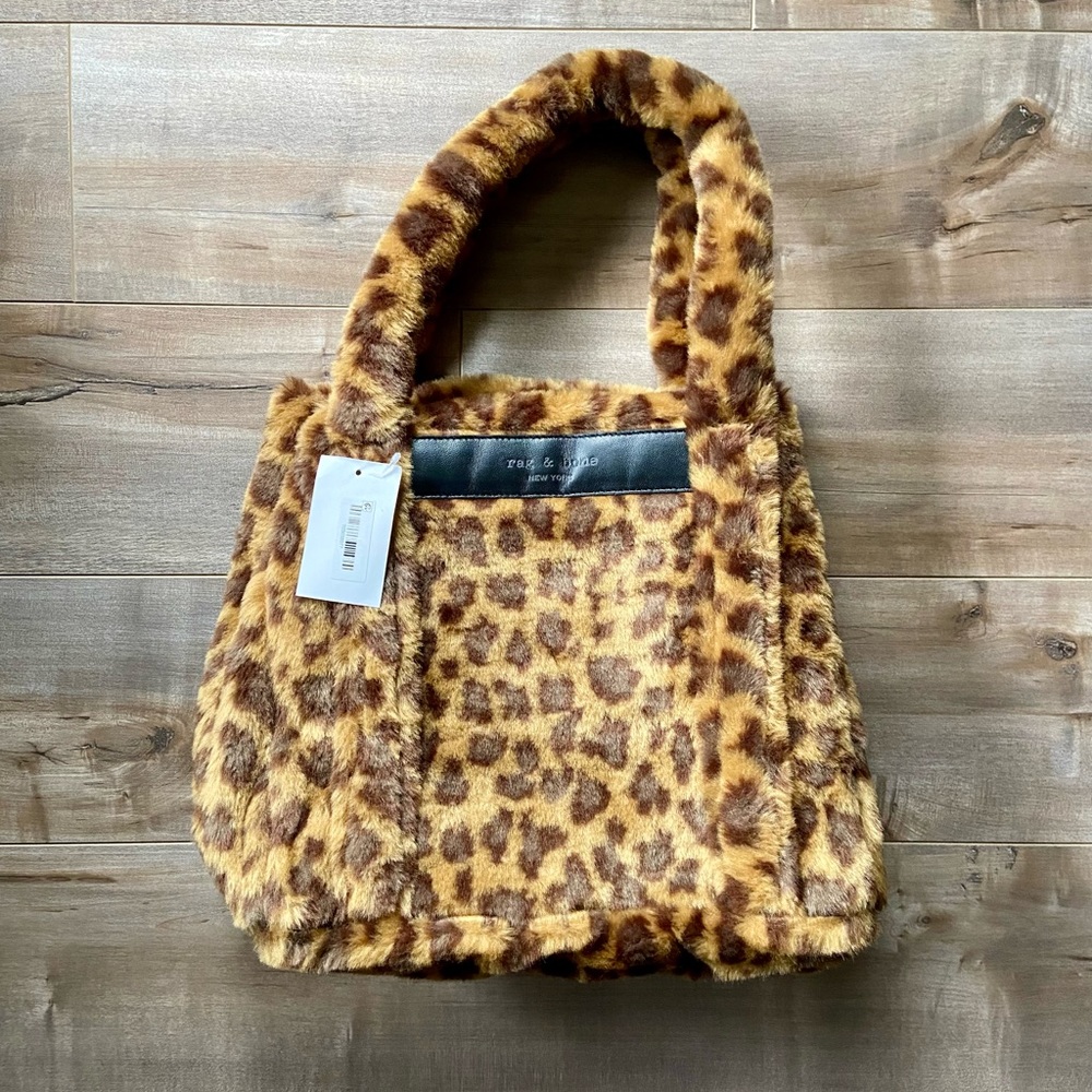 RAG & BONE Small Cloud Leopard Print Faux Fur Tote - Picture 7 of 16